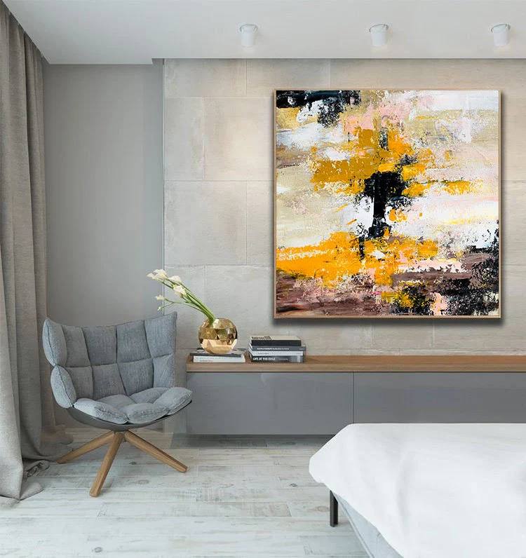 Oversized Yellow Canvas Paintings Abstract Canvas Artwork C3I12 wall art
